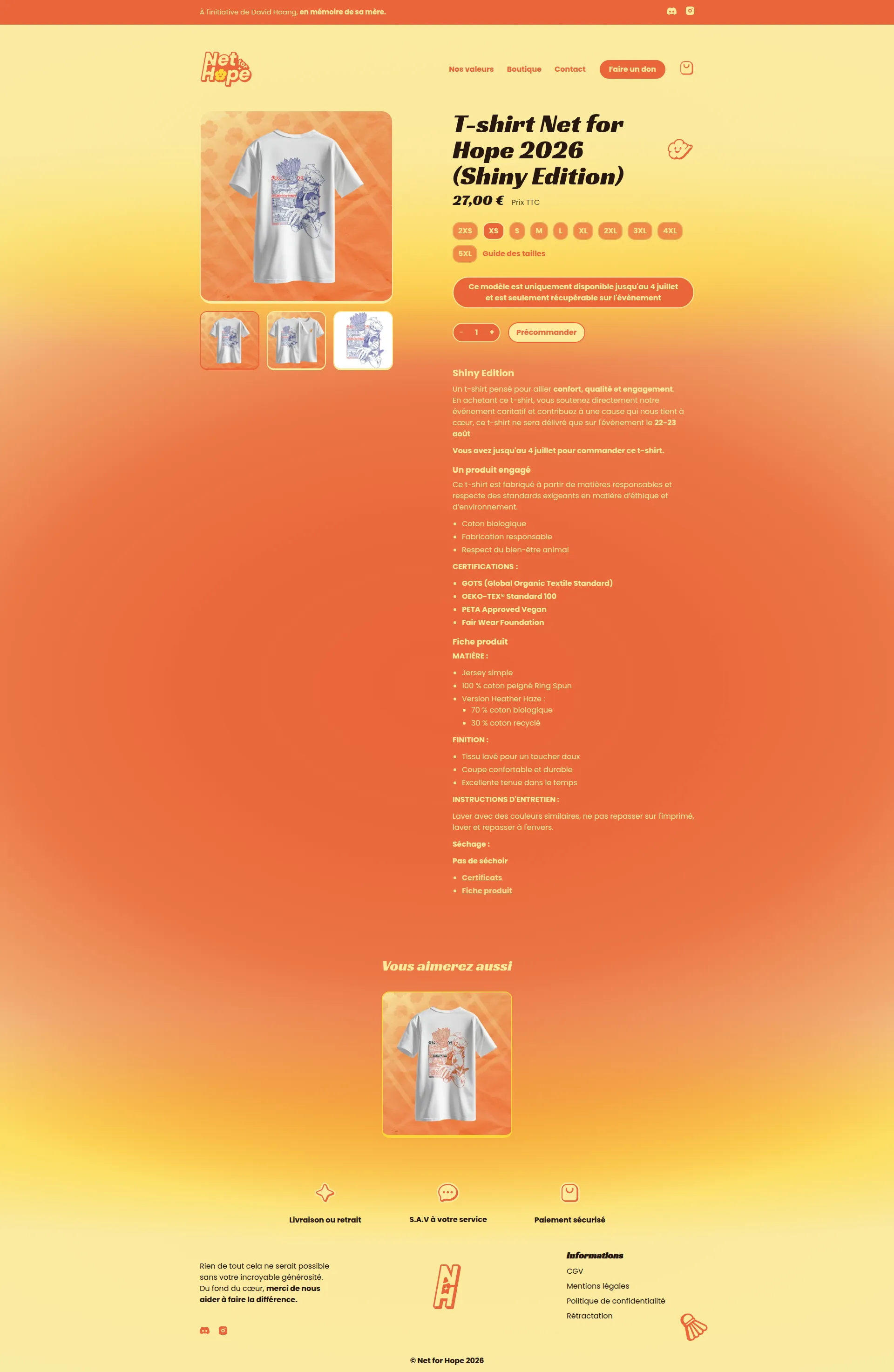 Net For Hope t-shirt shiny edition