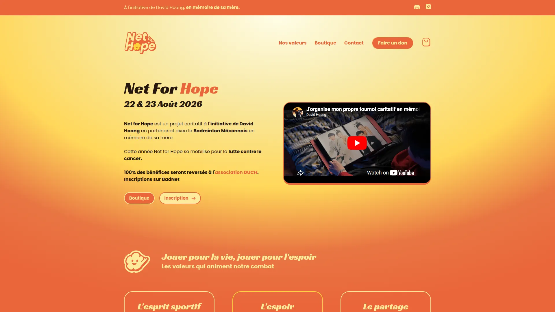 Net For Hope — charity tournament platform